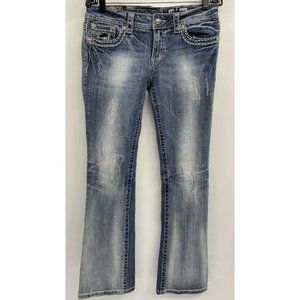 Miss Me Boot Cut Jeans Womens Size 29 Embroidered Thick Stitching